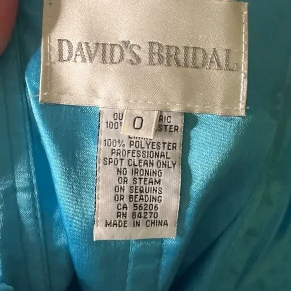 Davids Bridal Beaded Strapless Blue Dress Prom Flower Girl Gown Corset Tulle 0 - Picture 11 of 12